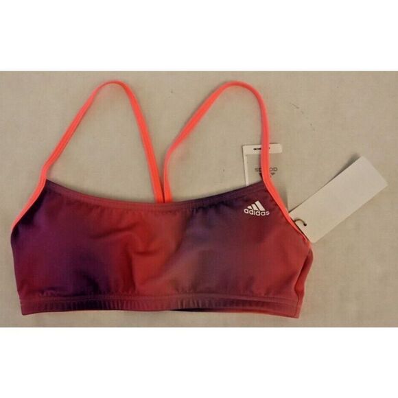 adidas H59279 Women's Sz XS Acid Red/White Melbourne BK Swim Top - Picture 1 of 2